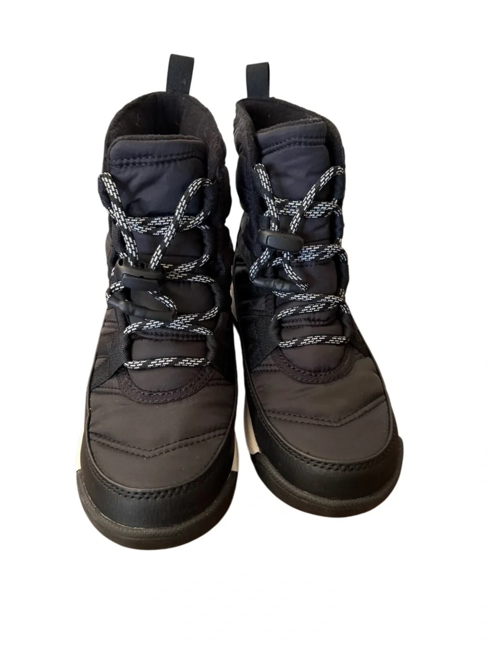 Sorel Youth Whitney II  Black and White Lace-Up Winter Boots -Size 1 NWOT